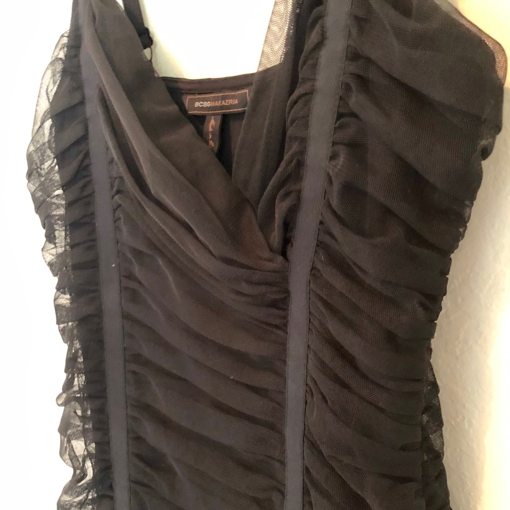 BCBG. Gorgeous form-fitting, black lace dress